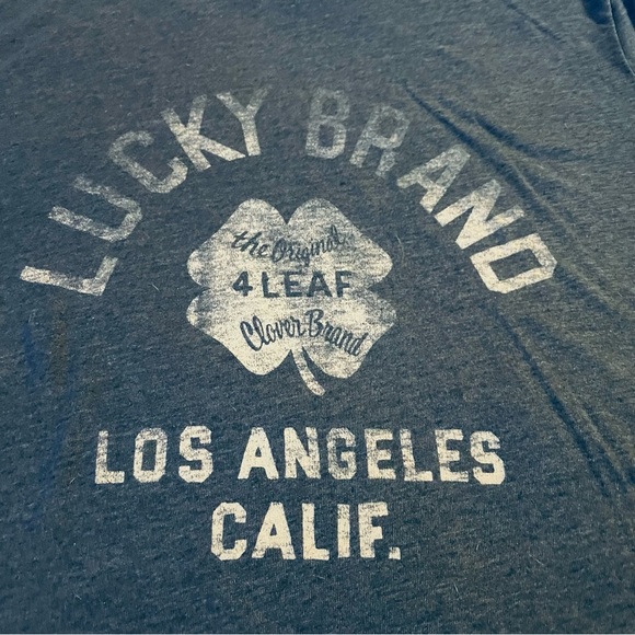 Lucky Brand LA 4-Leaf Clover Shirt Blue size Medium - Picture 4 of 6